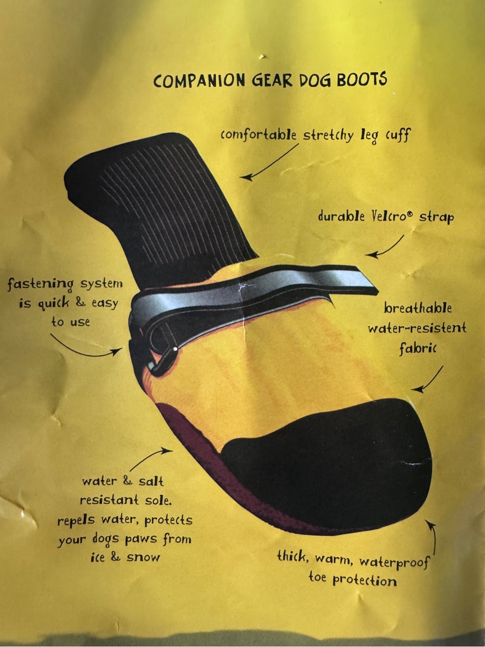 All Terrain Waterproof Reflective Dog Booties • Set of Four (4) • Yellow • LARGE - Picture 8 of 9